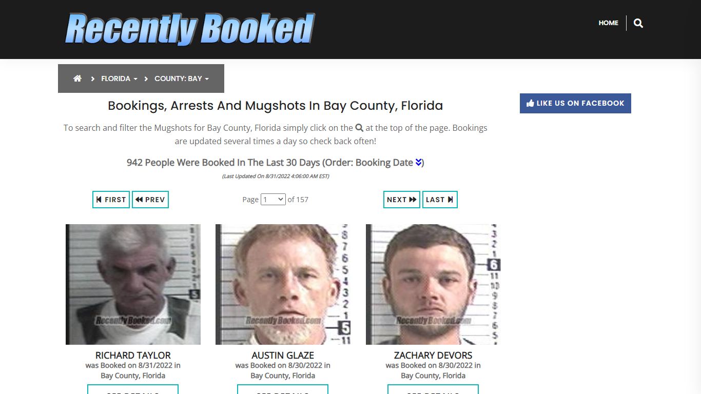 Recent bookings, Arrests, Mugshots in Bay County, Florida - Recently Booked